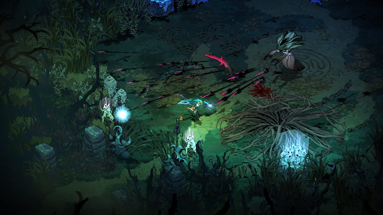 Miniboss throws barbs at Melinoe.
