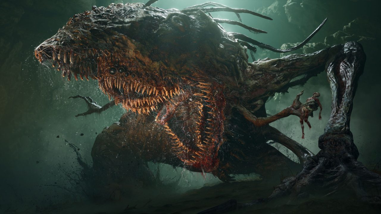 A boss in Lords of the Fallen striking a fierce pose.