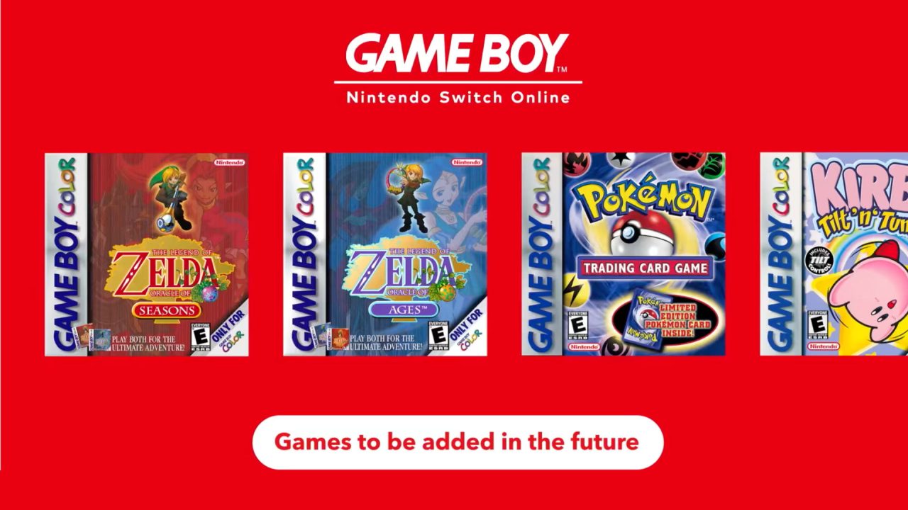 Upcoming Game Boy games for Nintendo Switch: Zelda Oracle of Ages and Seasons, Pokémon Trading Card Game, Kirby