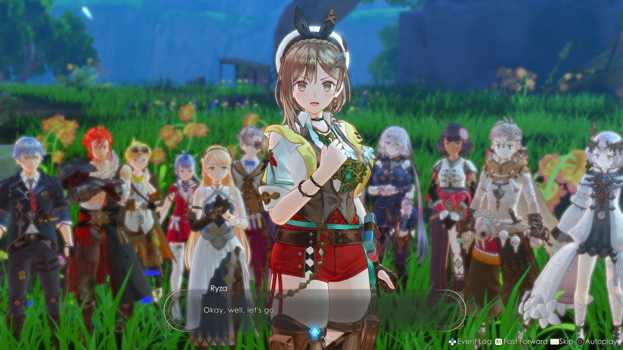 Atelier Ryza 3's cast standing in a field.