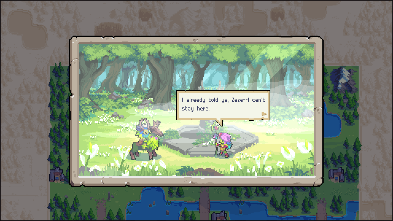 Conversation between Nuru and Greenfinger in Wargroove 2.