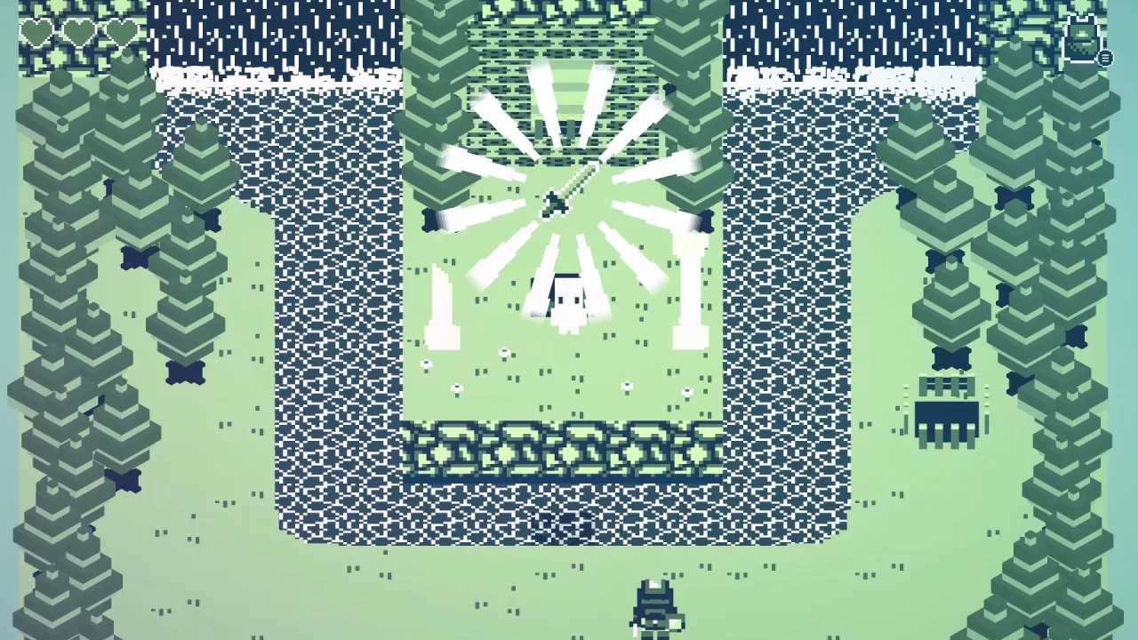 Screenshot of Cassette Boy showing the player acquiring the sword.