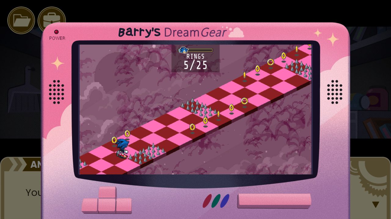 A screenshot of the Think gameplay segment at work in The Murder of Sonic the Hedgehog.