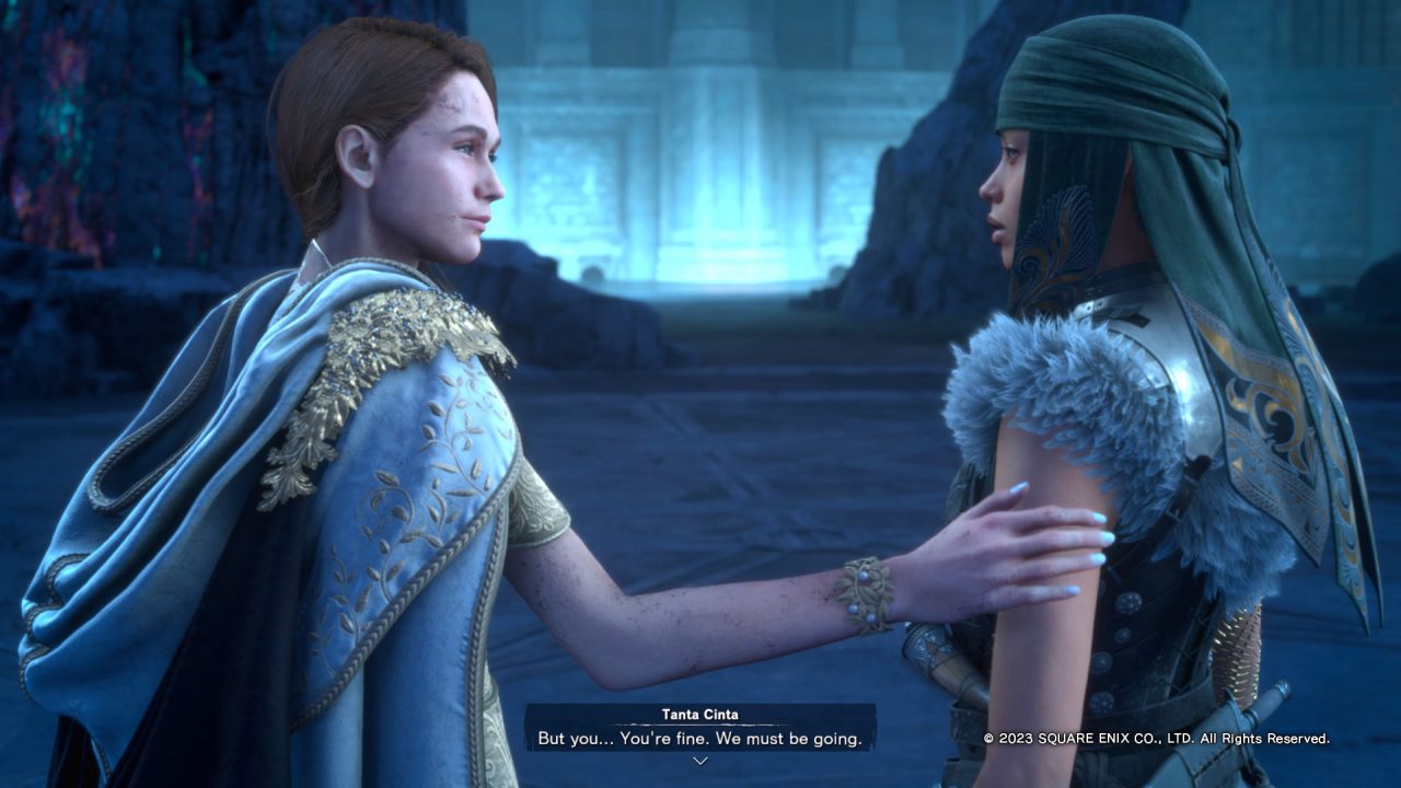 Cinta and Frey (as Thalia) have a heart-to-heart in Forspoken: In Tanta We Trust.