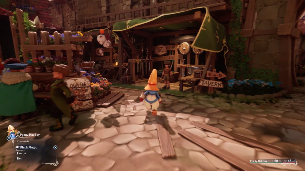 Vivi running towards a small weapon vendor