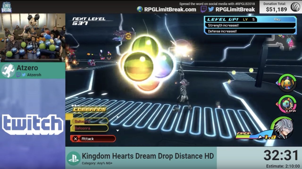 Riku uses a balloon attack in the Tron world in Kingdom Hearts Dream Drop Distance.