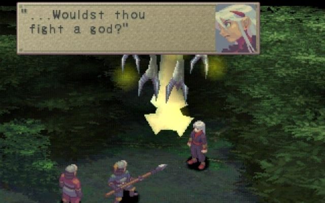 A screenshot of Fou Lu facing off with soldiers in Breath of Fire IV