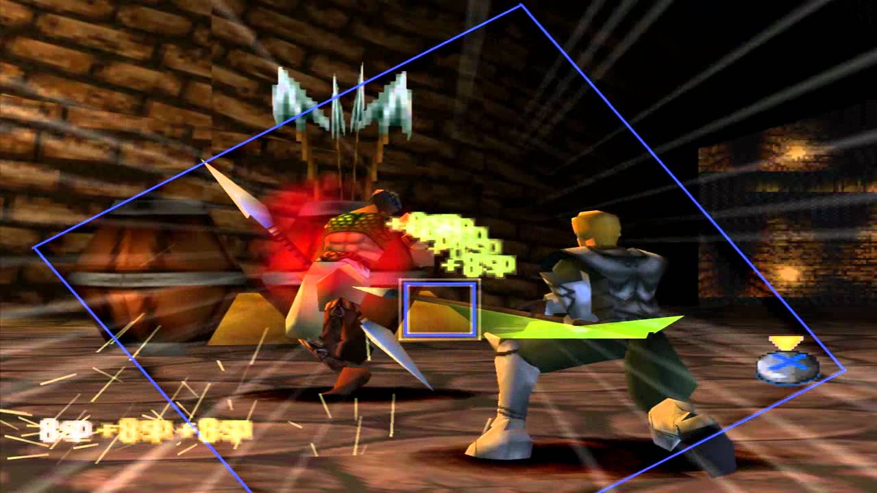 The Legend of Dragoon screenshot of animated square icons in battle with numbers sliding across characters