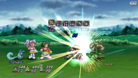 A screenshot in battle in Tales of Eternia