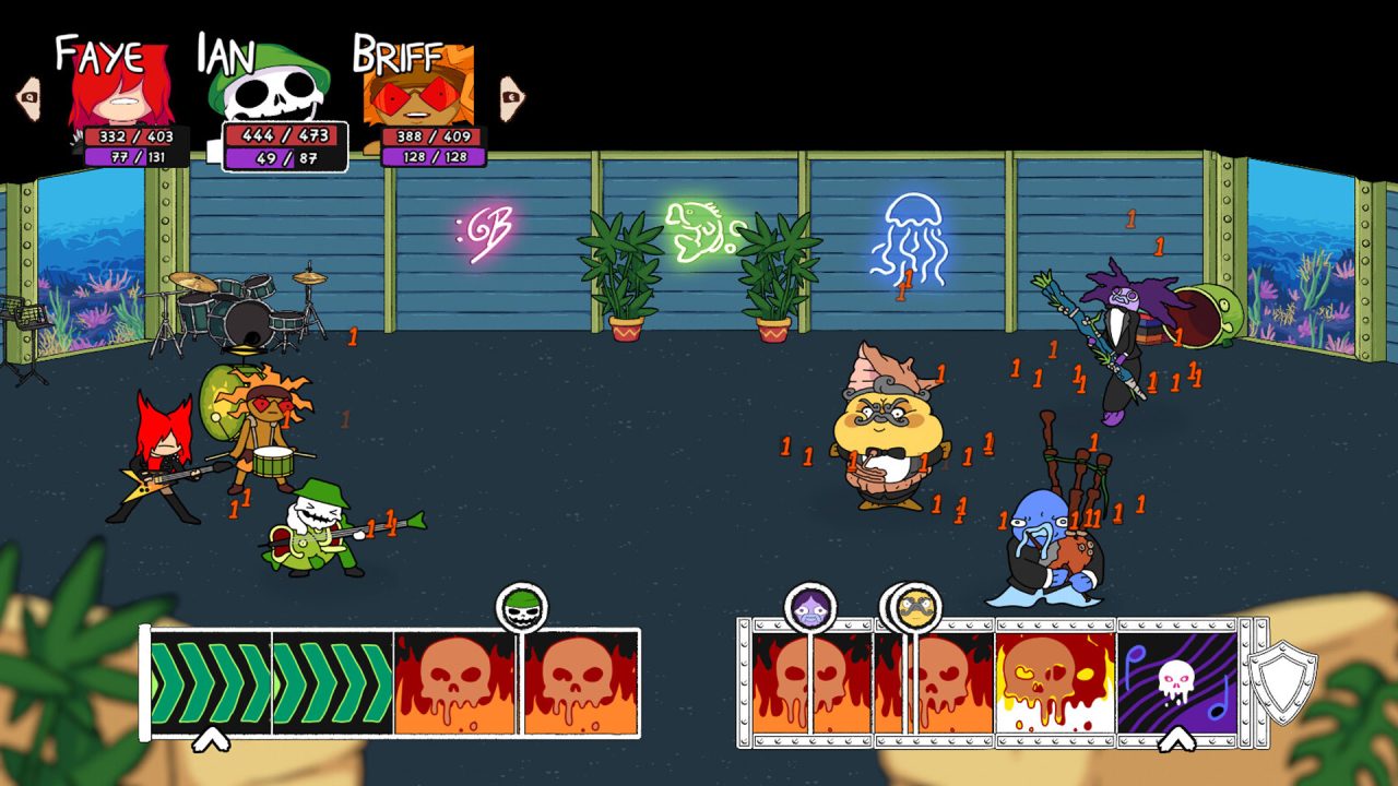 Combat screenshot of Deathbulge: Battle of the Bands.