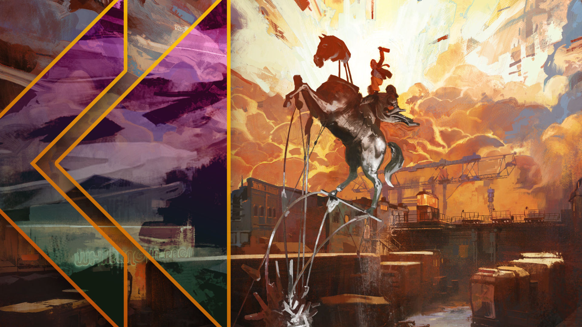Retro Encounter Final Thoughts: Disco Elysium art of an explosive and bright abstract city