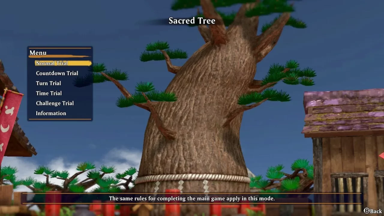 The Sacred Tree menu with many ways to play.