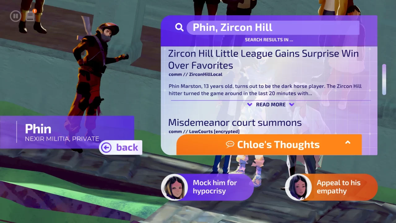 The UI displays information about news events in the world of the game.