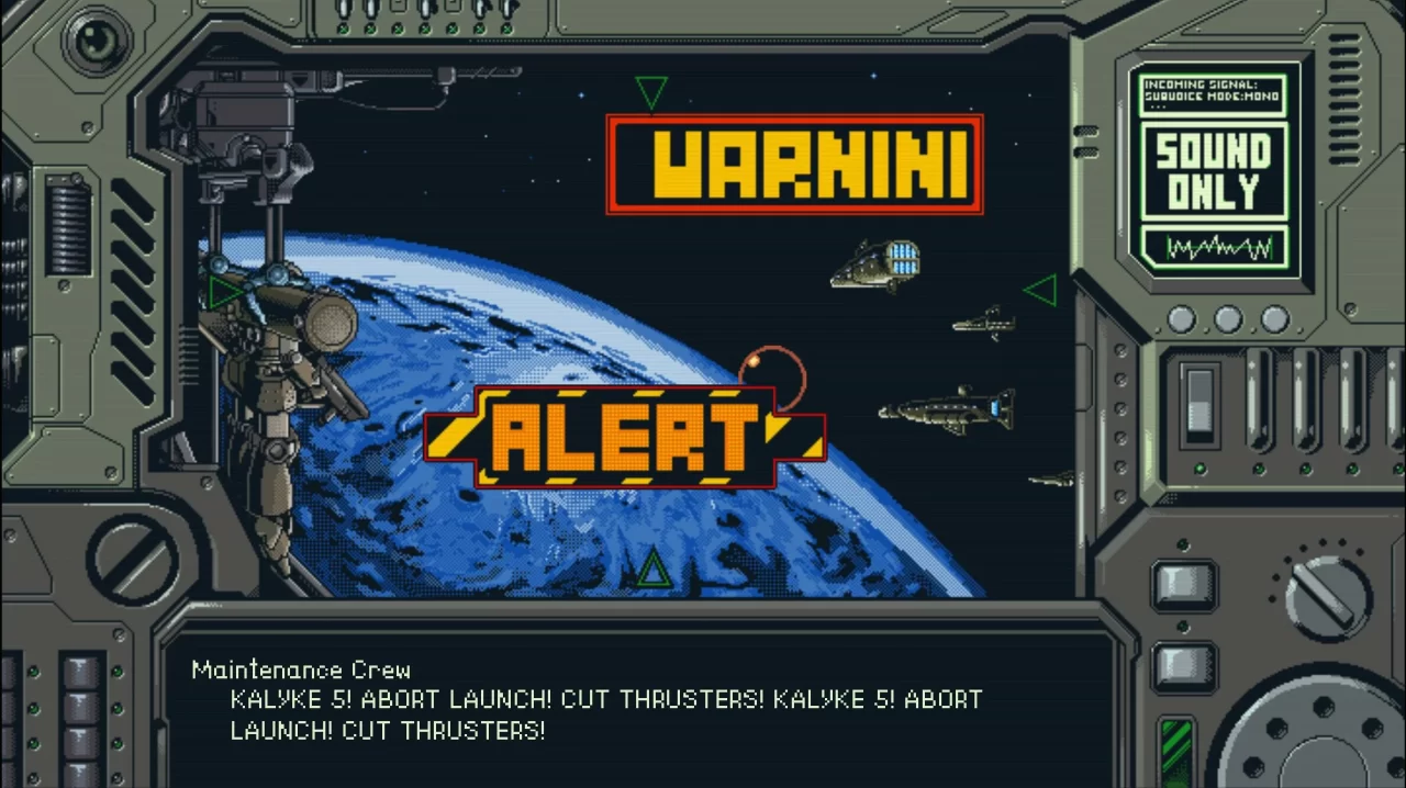 A fleet of spaceships hover just above a large, blue planet. Warnings and alerts flash across the screen. 