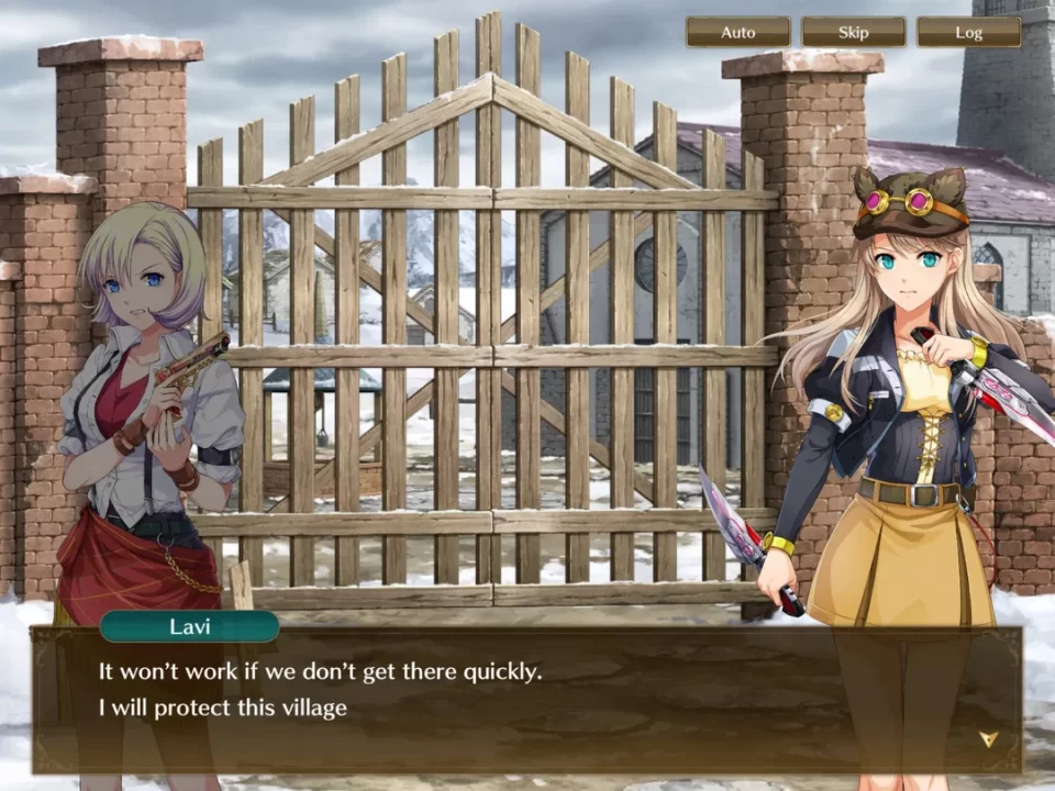 Lavi and Iseria prepare to defend a village in The Legend of Heroes: Trails of Cold Steel - Northern War.