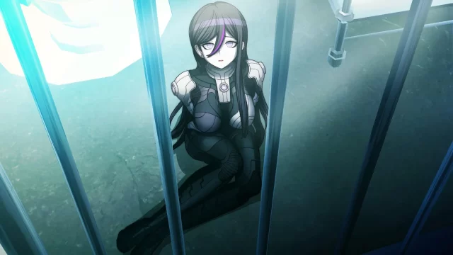 Eva staring up through the bars of a cage in The Hundred Line.