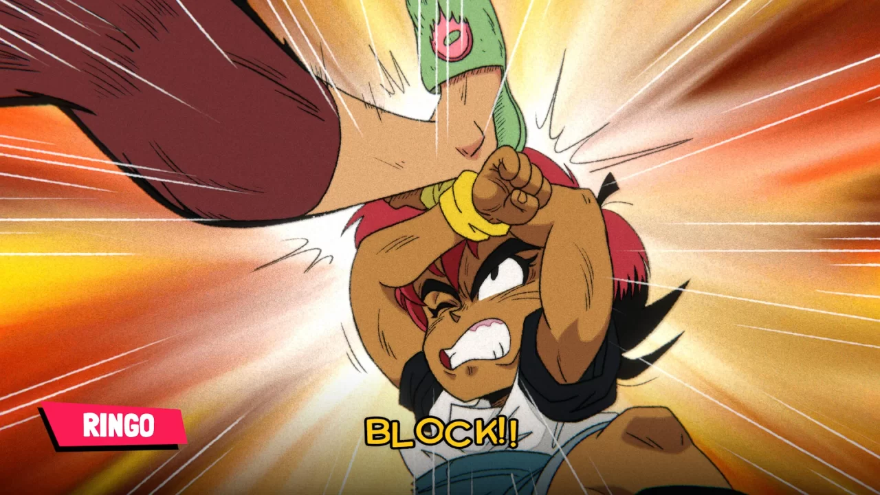 Wander Stars protagonist blocks kicking attack