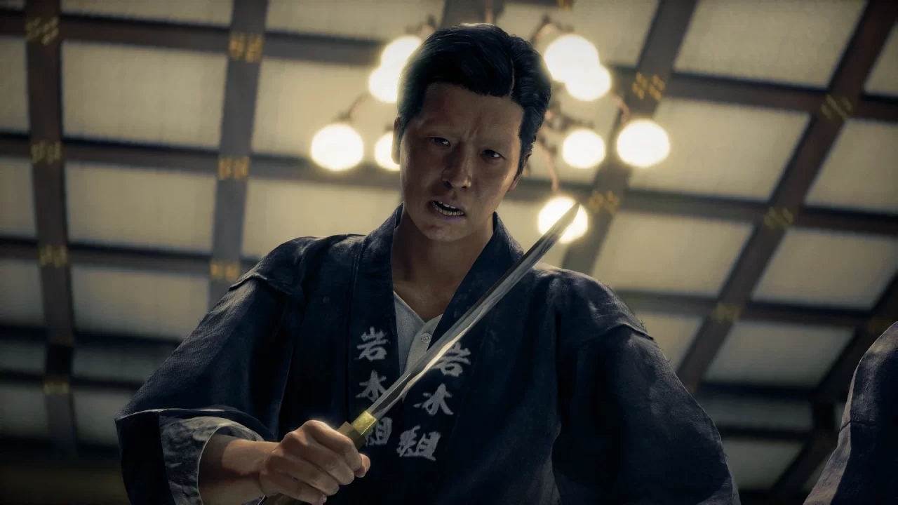 Stranger Than Heaven screenshot of a man brandishing a knife facing the camera.