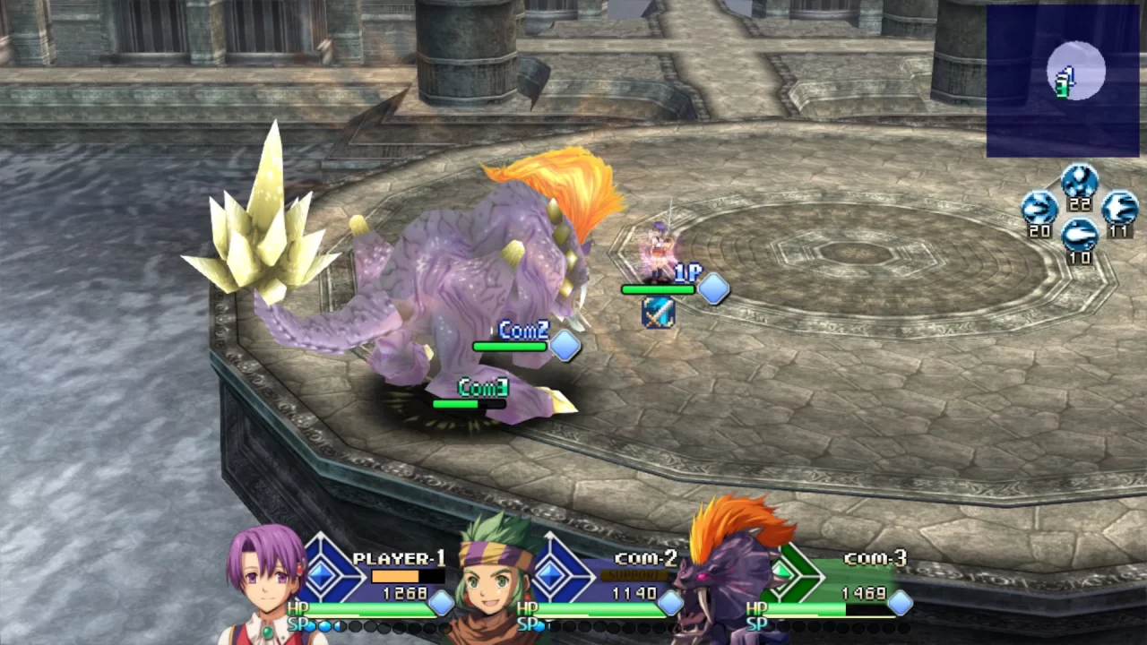Kloe and Elk take on a monster in Ys vs. Trails in the Sky: Alternative Saga.