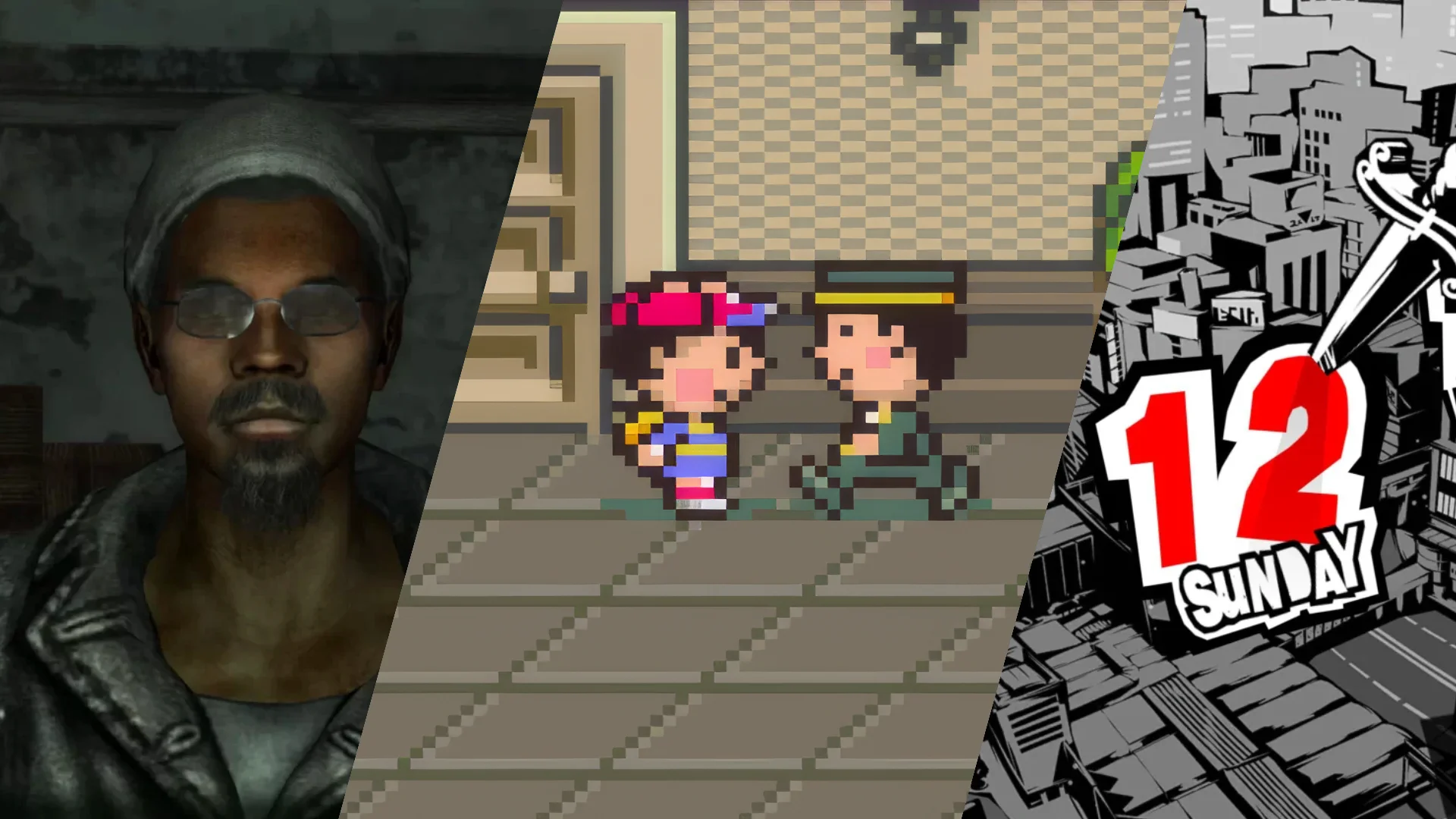 Are You Part of Their World with screenshots from EarthBound, Fallout 3, Persona 5