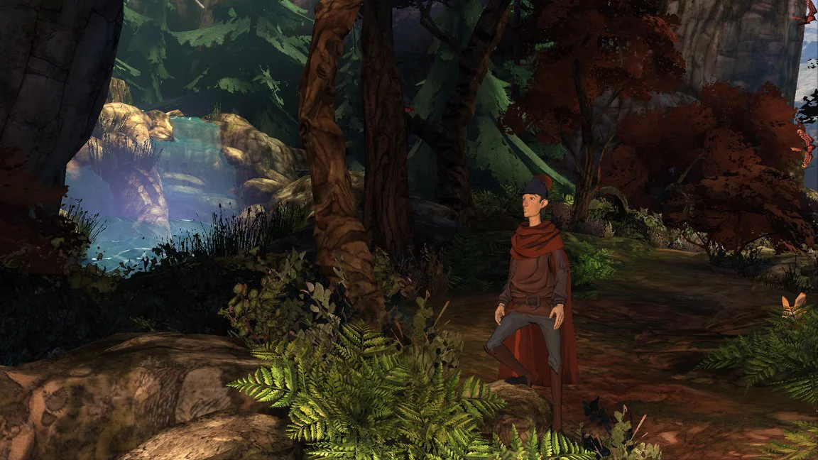 King's Quest (2015) Screenshot of a young Graham exploring a lush forest