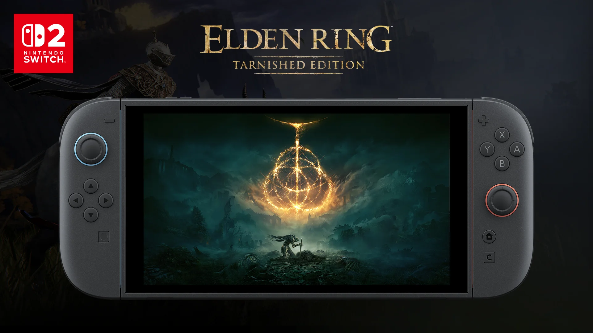 Elden Ring Tarnished Edition artwork on a Switch 2