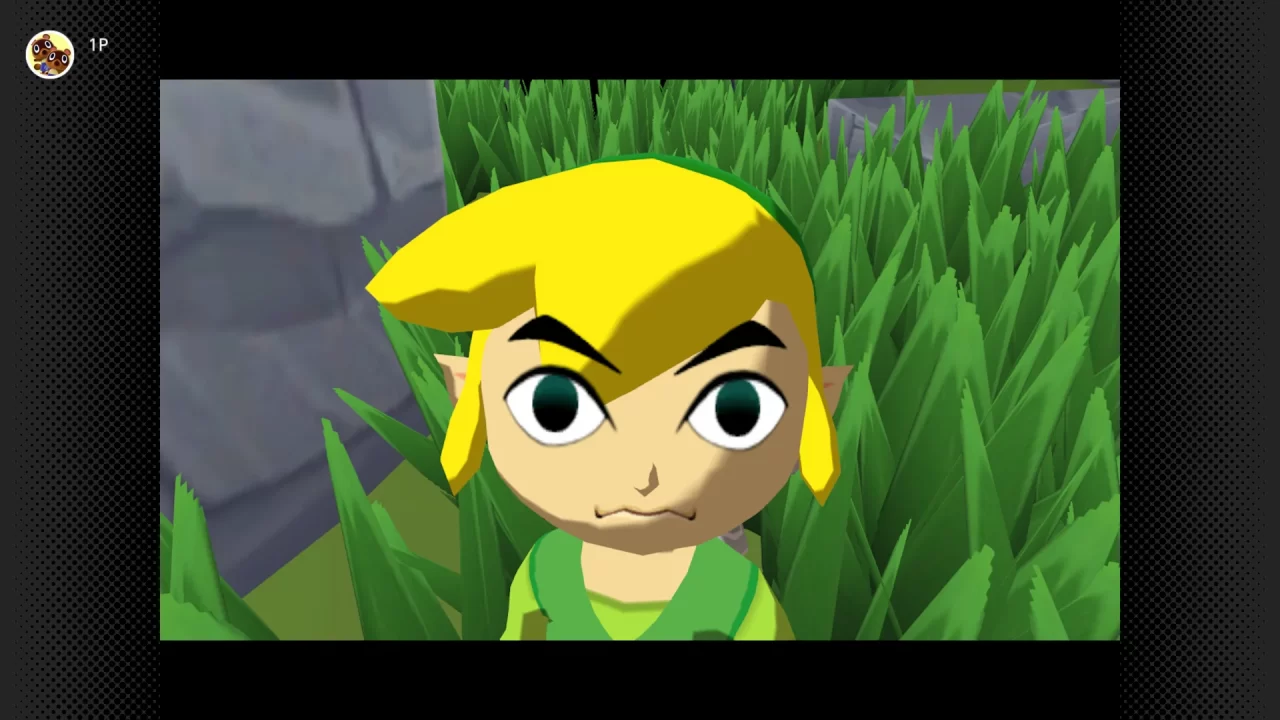 Link standing in tall grass looking surprised