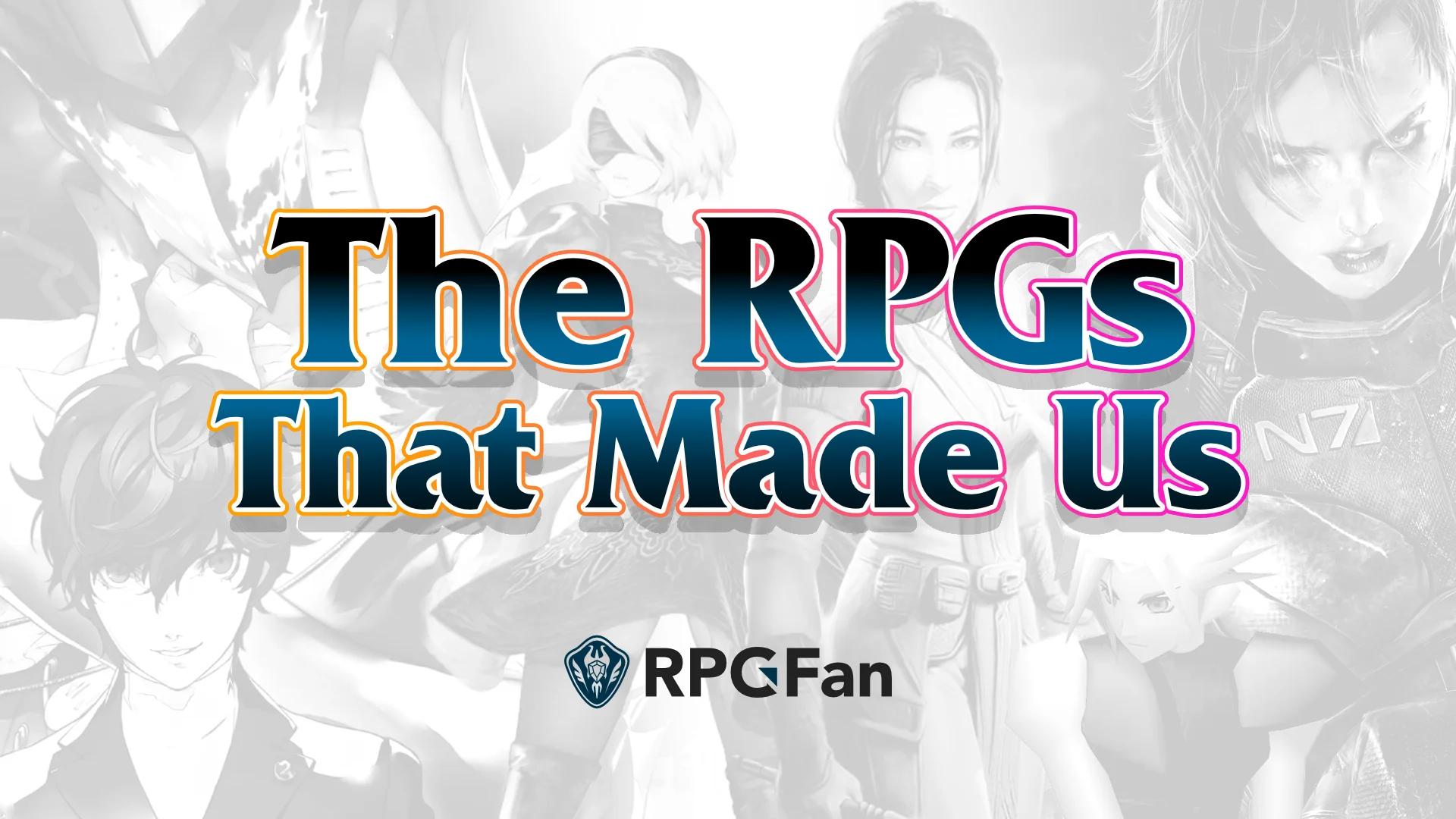 The RPGs That Made Us Text over faded RPG character art