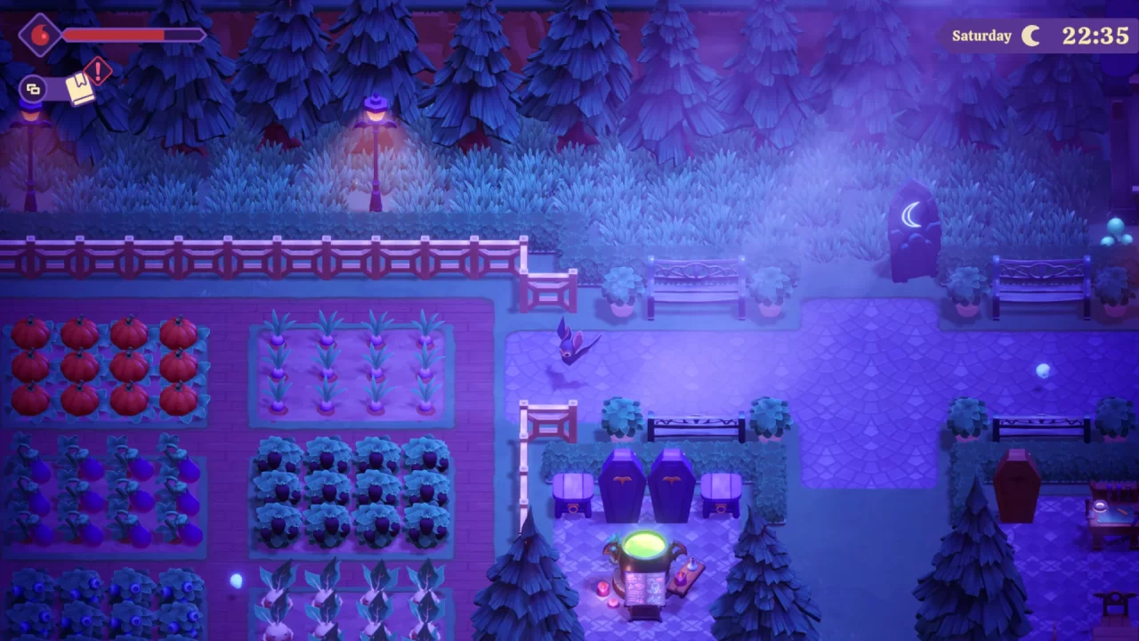 Zipping around the farm as a bat in Moonlight Peaks.