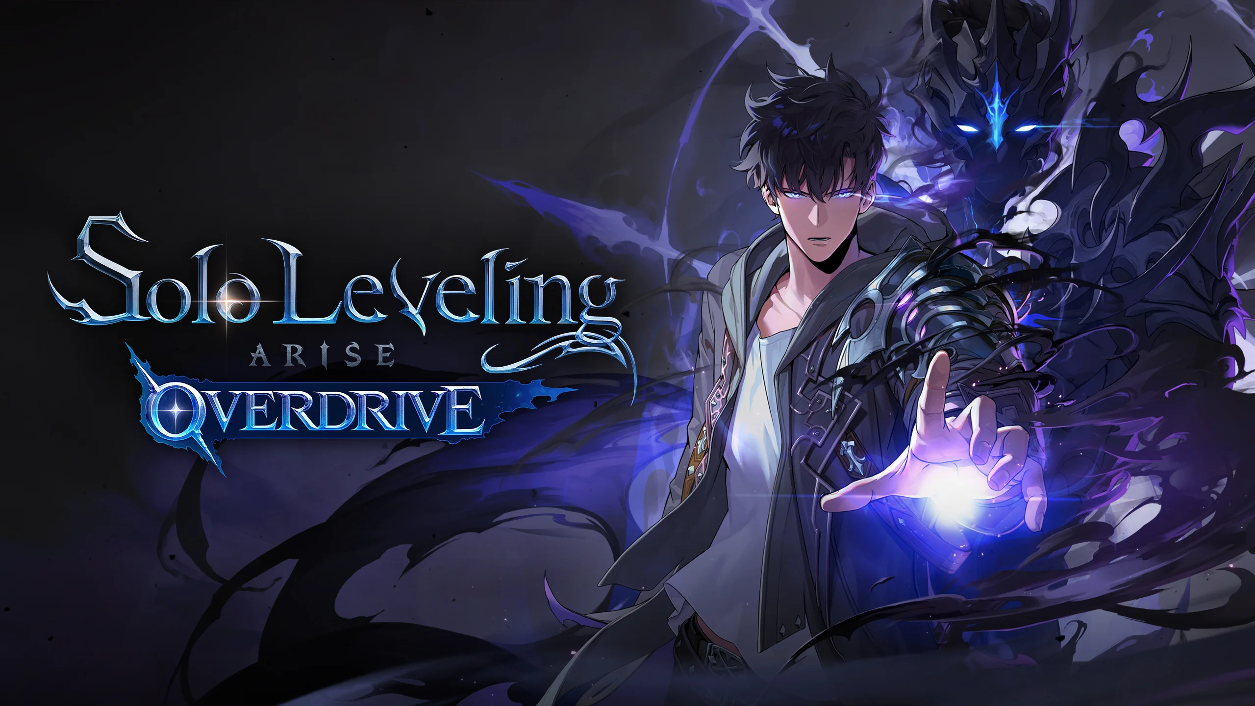 Logo of Solo Leveling: Arise Overdrive with protagonist Sung Jinwoo.