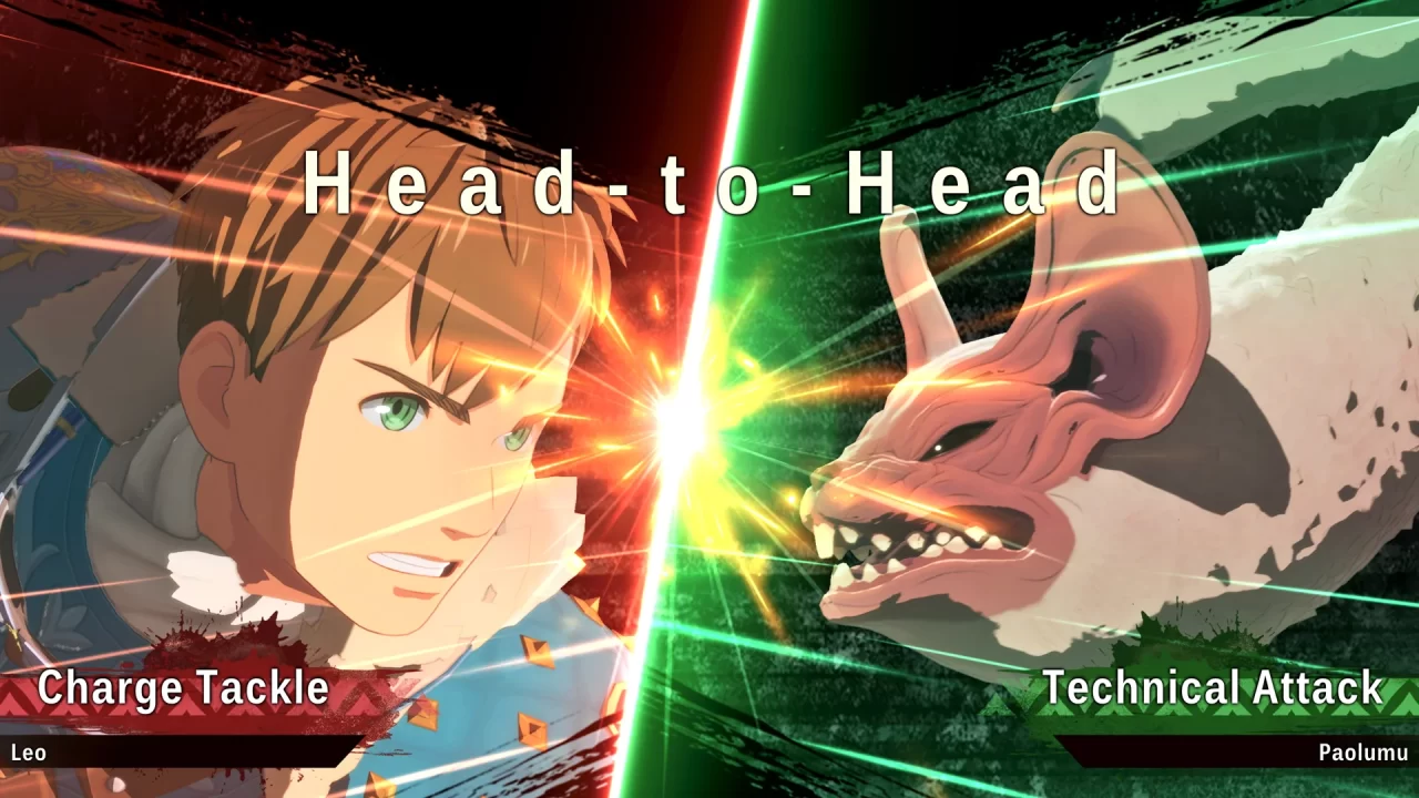 Rider Leo faces against a giant Paolumu monster in the head-to-head screen. 