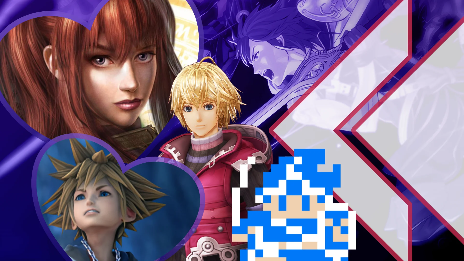 Retro Encounter 466 Confessions IV with art from Shadow Hearts, Kingdom Hearts, Xenoblade, Dragon Quest, Fire Emblem