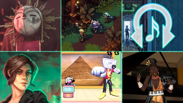 Rhythm Encounter 163 Spring 2025 Music Grid with art from Clair Obscur, Blue Prince, Deltarune, Old Skies, Sea of Stars, and Date Everything
