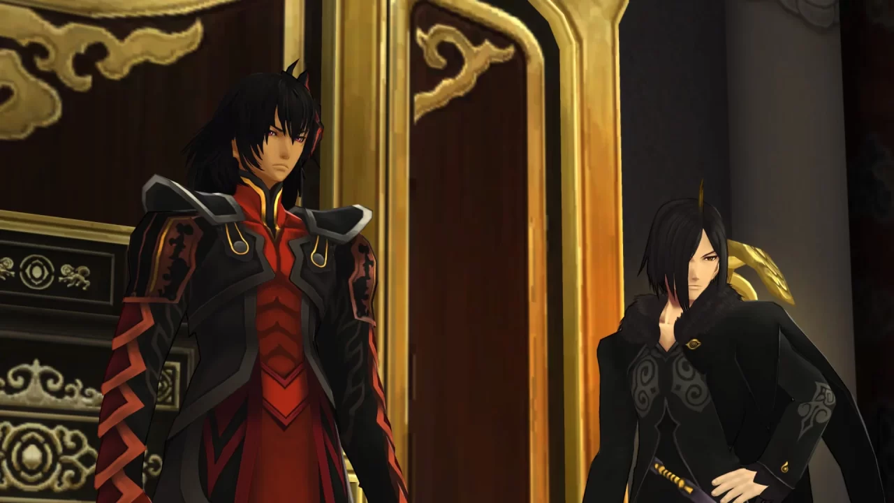 A Tales of Xillia Remastered screenshot of Gaius and Wingul standing menacingly.