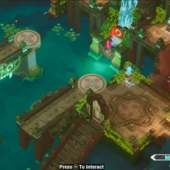 Top-down isometric view of a water filled temple in Blades of Mirage