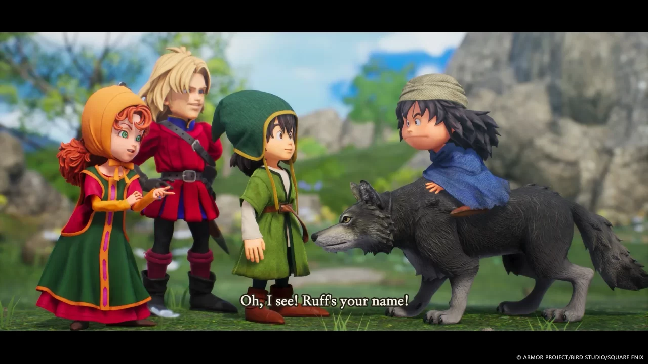 A screenshot of the main party in Dragon Quest VII Reimagined.