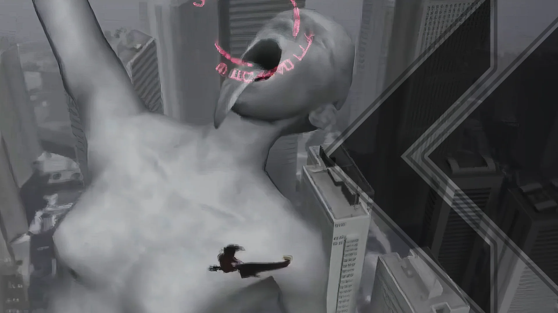 Retro Encounter Final Thoughts - Drakengard Ending E of the dragon battling a skyscraper-sized statue-like figure