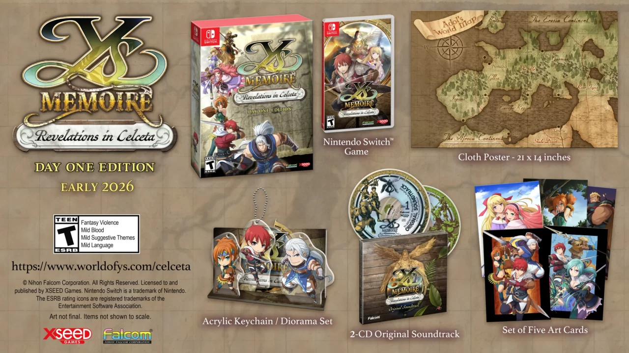 Ys Memoire: Revelations in Celceta Cover Art - Day One Edition Nintendo Switch