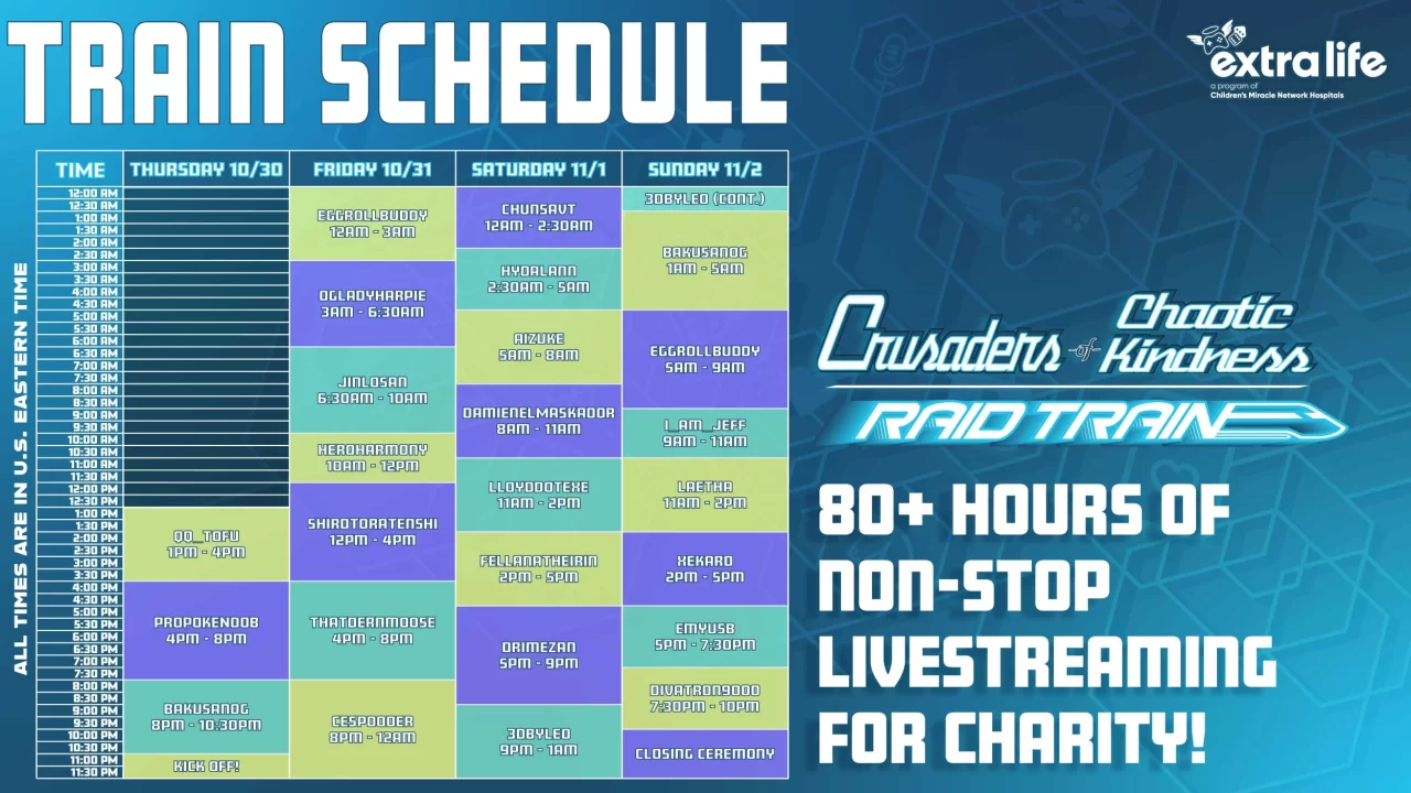 Crusaders of Chaotic Kindness Raid Train Schedule 2025
