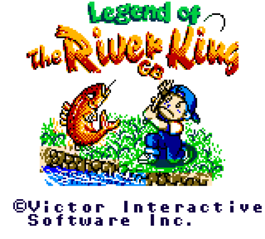 Screenshot of the title screen for Legend of the River King for Game Boy Color