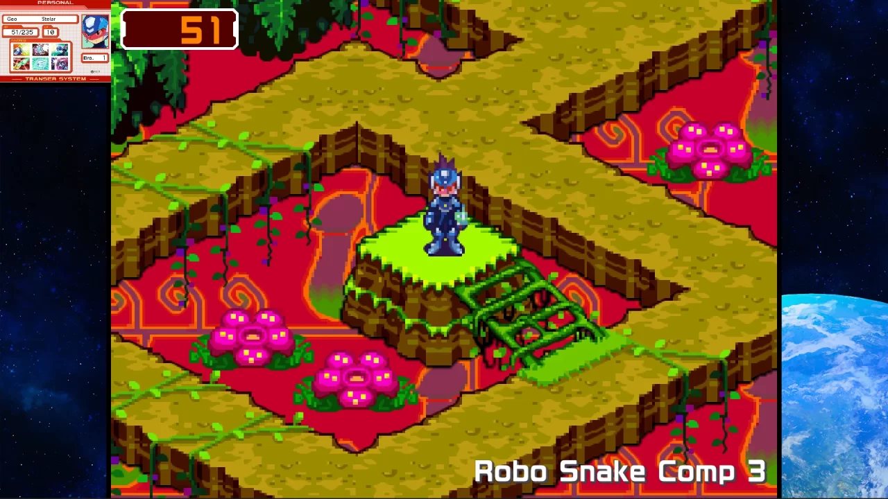 Mega Man Star Force Legacy Collection dungeon in an isometric viewpoint with flowers