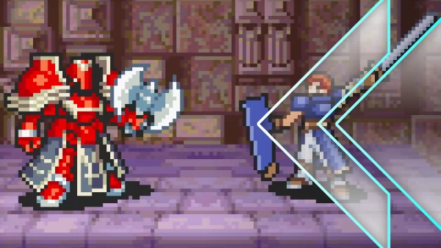 Retro Encounter 480 Fire Emblem The Blazing Blade screenshot of a battle between man and armored knight