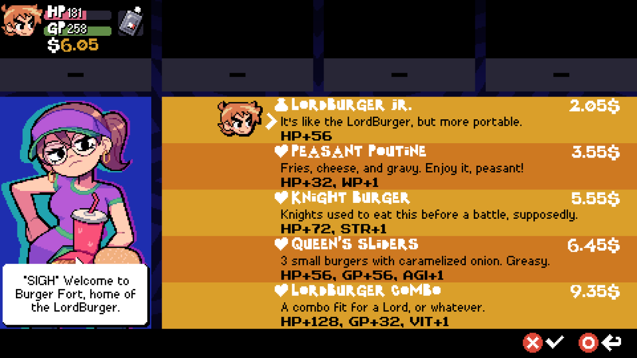 Food item shop in Scott Pilgrim EX. 