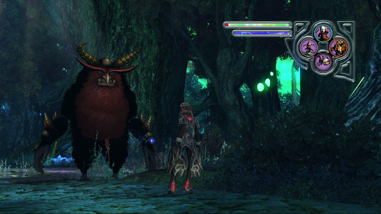 The player stands in front of one of the Folks, showing off Folklores detailed graphics