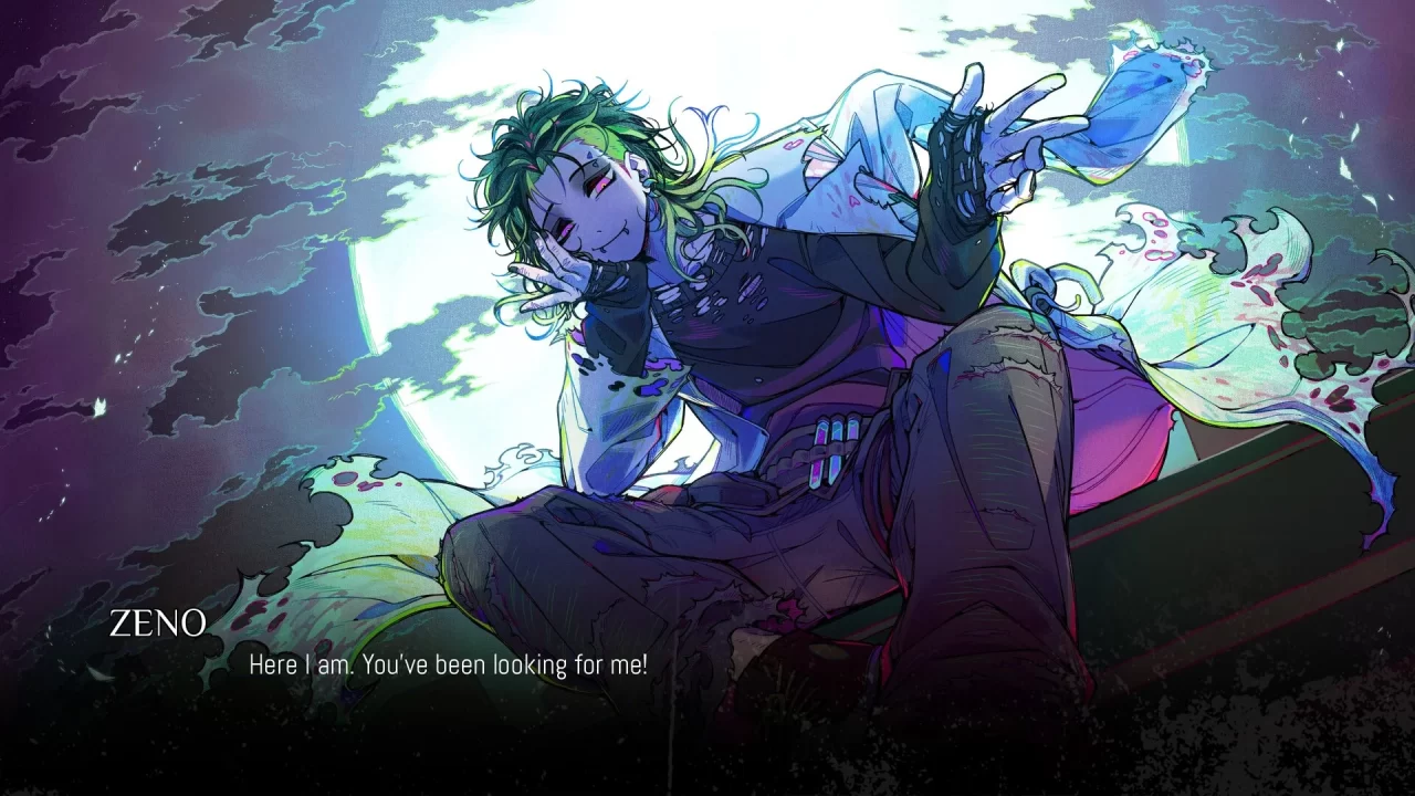 Burn the Midnight Oil screenshot - A male vampire in a raggedy labcoat is sitting on a platform, looking down at the viewer.