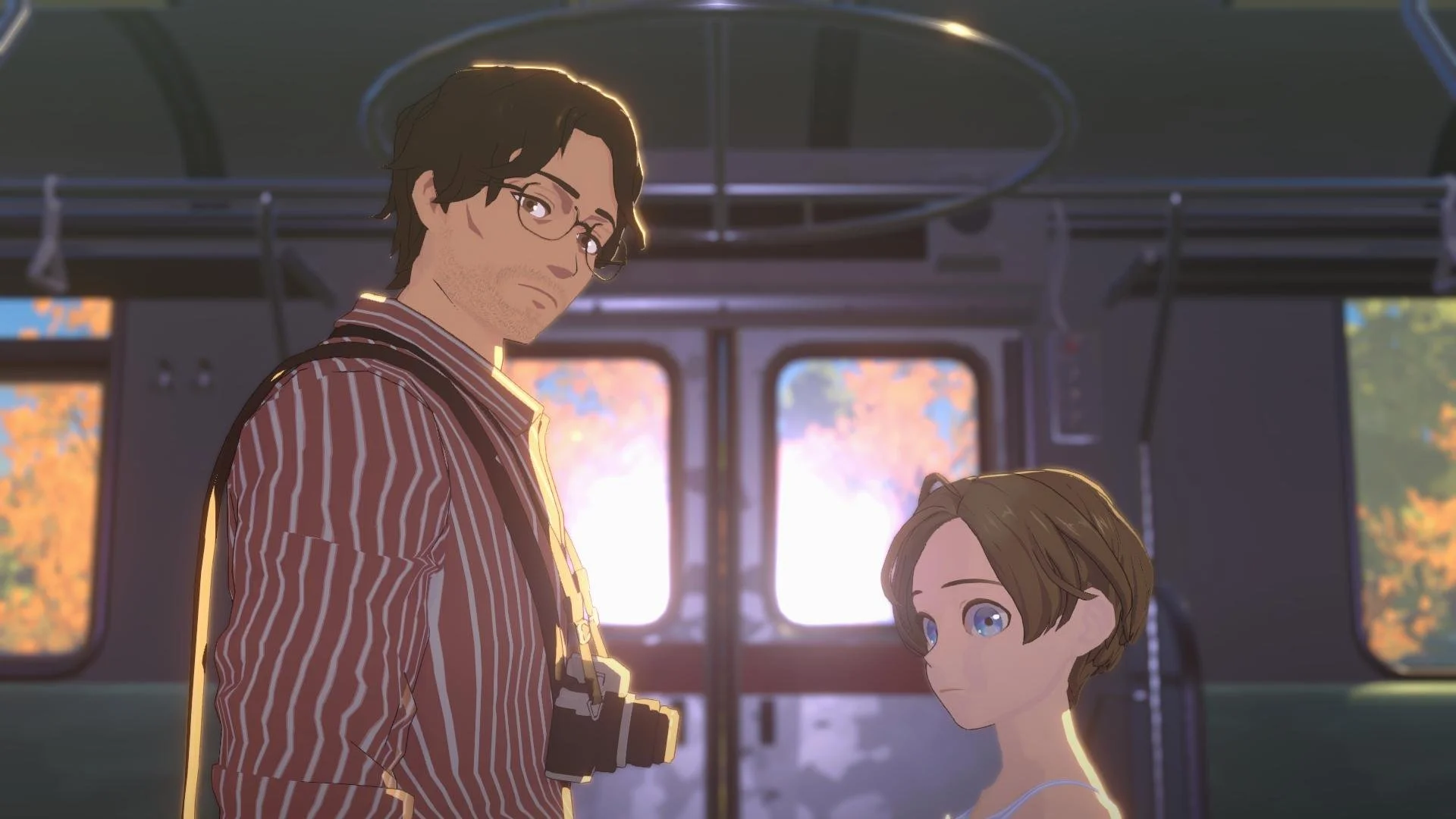 OPUS Prism Peak screenshot of protagonists Eugene and Ren looking dubiously towards the viewer.