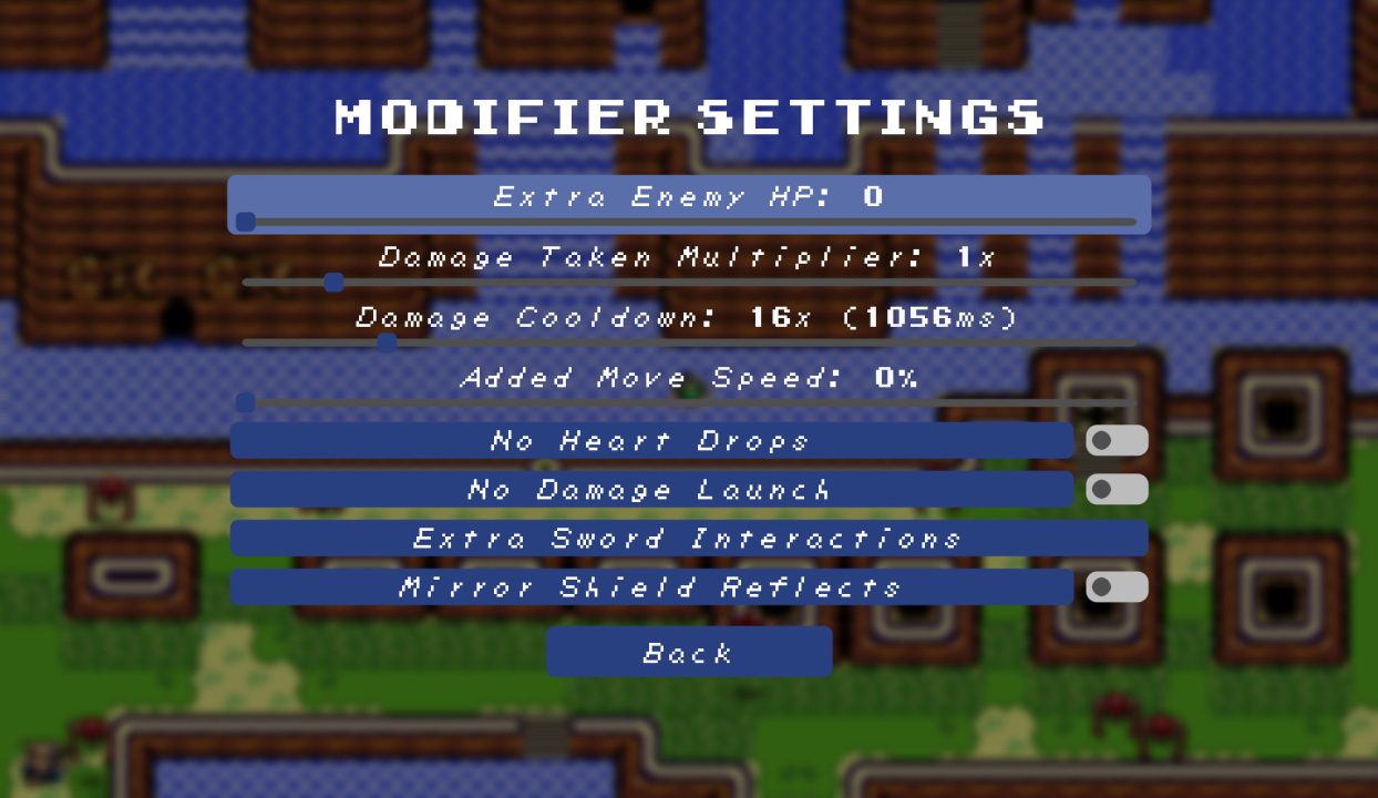 One of the settings menus for Link's Awakening DX HD