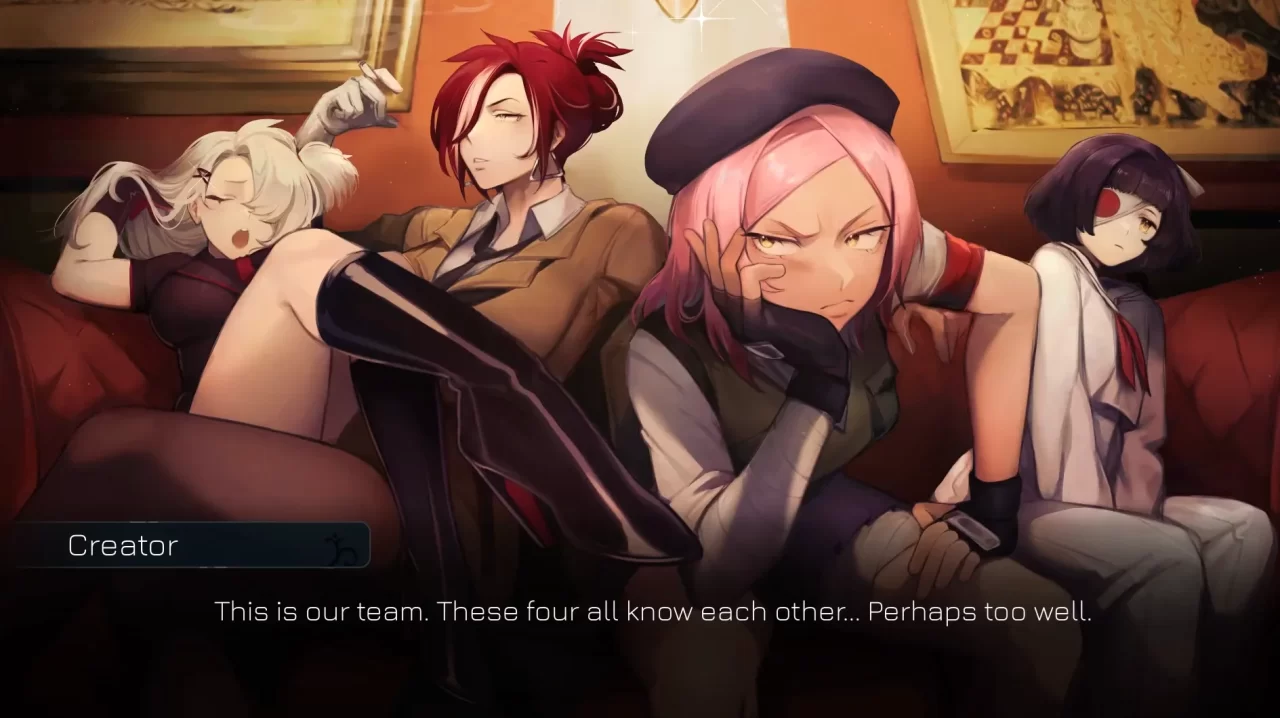 The main playable magical girls in Kernel Hearts, with text introducing them and suggesting they may know each other too well.