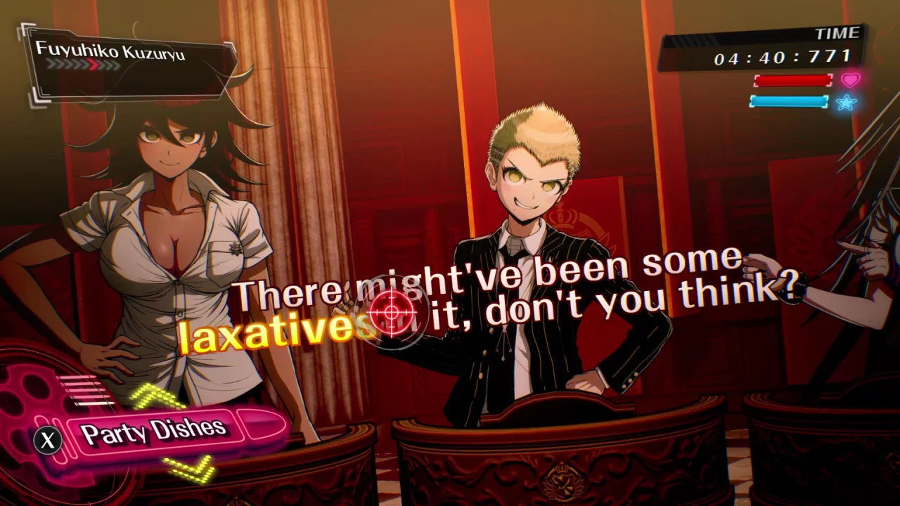 Danganronpa 2x2 Screenshot examining a statement by Fuyuhiko Kuzuryu