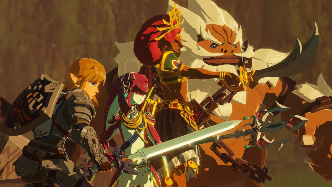 Link and the Champions in Hyrule Warriors Age of Calamity Definitive Edition